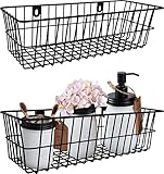 Lefipor 2er-Set Wandkorb Metall, Drahtkorb, Duschablage ohne bohren, Körbe für regal. Rostfrei. Gitterkorb können an Lagerregal oder Wänden montiert werden. Metallkorb für Regale, Bad, Küche (Schwarz)
