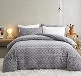 Sedefen Flauschig Bettwäsche 155x220 cm Grau Biber Flanell Fleece Geometrischmuster Cashmere Touch Winterbettwäsche Warme Bettbezug und 1 Kissenbezug 80x80cm mit Reißverschluss