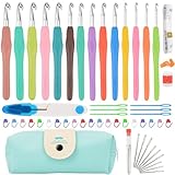 Moseem Häkelnadel Set 54 Stück, 14 Größe Häkelset von 2 mm bis 10 mm für Anfänger mit Häkel Zubehör,Ergonomische Häkelnadeln Soft Gummi Häckelnadel Crochet Set, Häkelnadeln Set mit Tragbaren Fall