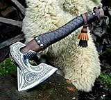 Wikinger Axt – Handgeschmiedete Bart-Axt aus Kohlenstoffstahl – Tomahawk Wurfaxt & Spaltaxt – Geschenkidee für Männer – Viking Axe Holzarbeiten & Outdoor