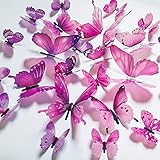 Ewong Schmetterlings-Wandaufkleber, 24 Stück, Raumdekoration, Wandkunst, 3D-Schmetterlinge, Wandaufkleber, Heimdekoration, Kinderzimmer, Badezimmer, Kinderzimmer, Klassenzimmer, Büro, Party,