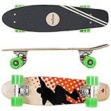FunTomia Mini-Board Cruiser Skateboard 57cm aus 7-lagigem kanadischem Ahornholz inkl. ABEC-9 Kugellager - mit oder Ohne LED Rollen