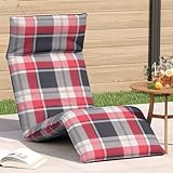 Homgoday Sonnenliege Klappbar, Sonnenliege, Strandliege Gartenliege Bodensessel Bodensofa Gartenstuhl Relaxliege für Strand, Garten, Pool Rot Karomuster 175x54x8,5 cm Oxford-Gewebe