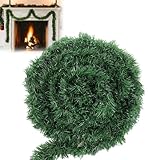 Gobesty Weihnachtsgirlande 10M/15M, Künstliche Tannengirlande, Grüne Girlande Weihnachten Weihnachtsdeko Girlande Tannengrün für Drinnen und Draußen Treppe Weihnachts Kränze Dekorationen