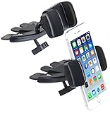 Lescars Kfz Handy Halter: 2er-Set Kfz-Smartphone-Halterungen für CD-Laufwerk, mit Kugelgelenk (Handy Halter CD, Handyhalterung Pkw, fürs Auto)