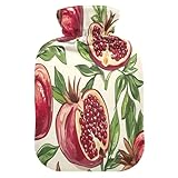 Granatapfel-Wärmflasche mit Fleece-Bezug, PVC-Wärmbeutel, 1 Liter