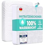 Matratzenschoner 90 x 200 cm wasserdichte Matratzenauflage Spannbettlaken Nässeschutz aus Baumwolle und Mikrofaser Inkontinenzunterlage Matratzenbezüg Atmungsaktiv für Bett und Matratze Waschbar