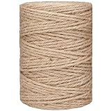 Leecogo 100 m 3 mm 4-lagiges, robustes braunes Jute-Schnur für Gartenarbeit, Basteln, Verpackungen, Hochzeitsdekorationen, Bilderaufhängung und Einmachglas-DIY-Projekte