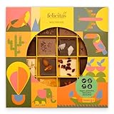 Felicitas Weltreise Schokolade Vegan 200g – 43 Mini Tafeln – 20 Sorten aus aller Welt – Belgische Schokolade Box – Glutenfrei & alkoholfrei – Süßigkeiten Box zum Geburtstag, Ostern, Weihnachten