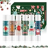 Lippenbalsam Weihnachten Set, 6 Stück Feuchtigkeitsspendend Lippenbalsam, Weihnachten Geschenk Set Lippenbalsam, Lip Balm, Hydratation Lippenpflege, Pflegt die Lippen, Perfektes Weihnachtsgeschenk