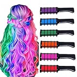 6-Farben Set Mädchen Kreide Kamm, Mini-Haarkämme für temporäre Haarfärbung,Washable, Nicht giftig, Haarfarbe für Weihnachten, Halloween