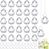 24Pack Kristall Sonnenfänger, 0.94'/24 mm Kristalle zum Aufhängen, Kristalle Deko Anhänger, Lichtfänger für Fenster, Kronleuchter, Feng Shui & Geschenk (Clear)