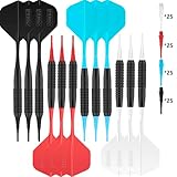 CyeeLife 18g Soft Dartpfeile. Neue sehr stabile und biegsame Kunststoffschäfte und Flights aus einem Stück.12 Stück In 4 Farben mit 100 Spitzen