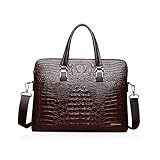 NICOLE & DORIS Damen Handtasche Mode Krokodilmuster Schultertaschen 2-Teiliges Set Umhängetasche Mann Businesstasche Frauen PU Leder Arbeitstasche Braun