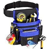 Werkzeuggürtel,Magnetische Werkzeugtasche mit 14 Taschen,Werkzeuggürtel Herren,Abnehmbare und Verstellbare Werkzeugtasche Gürtel für Elektriker,Tischler,Bauarbeiter,Schwarz Blau