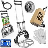 GARDEBRUK® Sackkarre Aluminium klappbar 80 kg PP-Reifen pannensicher inkl. Handschuhe 2 Expander Umzug Transportkarre Transportwagen Transportroller