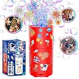 Panacare Feuerwerk Seifenblasenmaschine, Automatische Seifenblasenmaschine Kinder mit Seifenblasenlösung/Akku/Musik/Licht, Geschenk für Neujahr, Weinachten,Party,Hochzeit Firework Bubble Machine