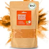RheinNatur Bio Hagebutten-Pulver 500 g - 100% Bio Hagebutten gemahlen - Reich an Vitaminen, Mineralstoffen & Antioxidantien - Ideal für Smoothies, Tee, Müsli & mehr