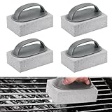 Zocipro 4 Stück Bimsstein Reinigungsstein Grill, Bürsten Reinigungsblock mit Griffen, Reinigung Stein Bimsstein Reiniger Bürsten für Grill, Küche, Dusche, Bad, Waschbecken, Backofen