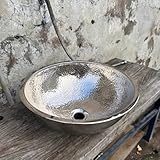 SGKOMN Kupferwaschbecken fürs Badezimmer, rundes Einbauwaschbecken, rundes Gefäß, Porzellan, Kupferwaschbecken fürs Badezimmer, Bar-Vorbereitungswaschbecken – 45 cm L x 45 cm B x 16 c