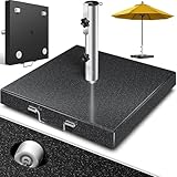 KESSER® Granit Sonnenschirmständer mit Edelstahlrohr, Hochwertiger Schirmständer Quadrat Sockel 30KG - für Schirmstöcke bis 16-48 mm, Inkl. Transport Griff Garten Balkonschirmständer, Anthrazit