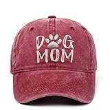 BABAHU Bestickte Baseballkappe für Damen, Motiv: Hund, Mama, Papa, verstellbar, Denim-Baseballkappe (DE/NL/SE/PL, Alphanumerisch, Einheitsgröße, B01-Mama-rot)
