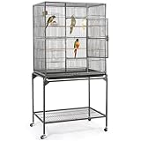 Yaheetech Vogelvoliere Vogelkäfig mit Tür Vogelhaus Vogelbauer mit 4 Rollen 47 x 81 x 160 cm