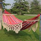 Camping Hängematte mit Hartholz-Spreizstangen und Baumgurten, unterstützt bis zu 200 kg, inklusive Reisetasche für den Außen- und Innenbereich