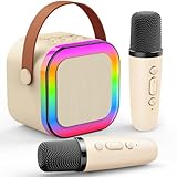 Dislocati Karaoke Mikrofon Kinder, Mädchen Geschenke 3-12 Jahre Mikrofon Kinder Spielzeug ab 3-12 Jahre Mädchen Karaoke Maschine Kinder Karaoke Anlage mit 2 Mikrofonen