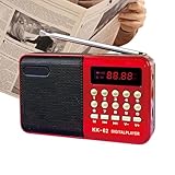 Kleines Radio – tragbarer digitaler Lautsprecher, Mini-Radio FM AM wiederaufladbar | Multifunktionales Taschenradio mit Speicherkarte für Musik, klare Stimme, einfach zu bedienen für ältere Menschen