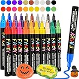 Acrylstifte für Wasserfest, 20 Farben 3mm Bemalen Permanent Marker Stifte Acrylstifte für Leinwand Marker Stifte für Keramik/Steine/DIY Fotoalbum/Papier/Glas