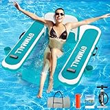 GYMMALL Aufblasbare Pool-Liege, Sonnenbad-Stuhl für Erwachsene, 119,4 cm L × 99 cm B, Sunchill Schwimmstuhl-Dock für Outdoor-See, Fluss und Strand, mit Aufbewahrungstasche und 2 Getränkehaltern