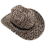 LIFKOME Leopardenmuster Cowgirl Hut Damen Westernhut Leicht Atmungsaktiv Verstellbar Party Cosplay Performance Requisite für Frauen