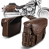 NICECNC Motorrad-Satteltaschen aus PU-Leder, 25 l, große Kapazität, Überwurf-Satteltaschen mit Getränkehalter, Motorrad-Seitengepäck-Aufbewahrungstasche, Compatible with Softail Dyna Fat Boy V-Star