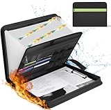 Feuerfester Fächermappe A4,Feuerfeste schreibmappe mit Reißverschluss und Etiketten,feuerfeste dokumentenbox mit 24 Fächern und mehreren Fächern für A4 Dokumentetasches, Passport Geld Wertsachen (A)