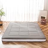 MAXYOYO Futon-Matratze, gepolsterte japanische Bodenmatratze, gesteppte Bett-Matratzenauflage, extra dick, faltbare Isomatte, atmungsaktive Bodenliege, Gästebett für Camping-Couch (Grau, Einzelbett)