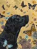 AMBATTERY DIY Knüpf-Sets Teppich Cartoon-Hundetier Und Schmetterling Knüpfteppich Set Groß Zum Selber Knüpf-Sets Mit Kissen Knüpfen-Set Für Erwachsene 31x63in