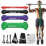 Odoland Widerstandsbänder, Klimmzug Bänder mit Zwei Fußstützen, Griffe und Türanker, Fitnessbänder 4 Stufen Resistance Bands Set für Klimmzug Krafttraining Heimgymnastik Physiotherapie