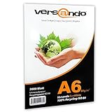 versando 2.000 Blatt Recyclingpapier DIN A6 EcoWhite 80g Kopierpapier Druckerpapier Öko Umweltpapier Rezeptpapier (148 x 105 mm)