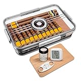 Zigarren Humidor Acryl Zigarrenetui mit Hygrometer und Befeuchtungsglas, Zedernregal, Zigarrenschneider, Zigarrenaufbewahrungsbox für Zuhause/Büro (Small)