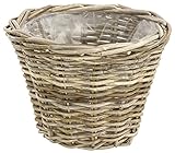 Dehner Rattan Planztopf, Ø 29 cm, Höhe 20 cm, Rattangeflecht, grau/braun