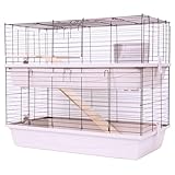 Kaninchenkäfig Meerschweinchenkäfig Nagerkäfig Grenada 100 mit 2 Etagen + Holzausstattung