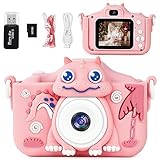 OSDUE Kinderkamera, 2.0”Display Digitalkamera Kinder, 1080P HD Eingebaute 32GB SD-Karte Selfie Digitalkamera, Kids Video Camcorder, für 3-12 Jahre Alter Kinder Spielzeug (Rosa)