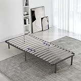 SAMPUR - Essentiel Lattenrost | 90 x 200 cm | Grau | robust und bequem | Latten aus Pappelholz | Epoxidlackierter Metallrahmen | Schnelle und einfache Montage