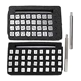 Buchstaben Zahlen Stempel Werkzeug, Metall Leder Schlagbuchstaben Punch Vintage Design Alphabetleder Stanzwerkzeug Zinklegierung Form-Lederstempel mit 2griffen für DIY Handwerksdruck, 36Stück 6mm