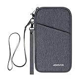 Arvok Reisepass Tasche Reisepasshülle RFID-Blocker Schutzhülle, Familien Reise Brieftasche Wasserabweisende Pass Hülle Reiseorganizer Etui Ausweistasche Dokumente Organizer für Damen/Herren (Grau)