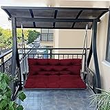 Wasserdichte Bankkissen, 2-/3-Sitzer, verdickt, Ersatz-Sitzkissen mit Rückenlehne, für Outdoor, Veranda, Garten, Hängematte, waschbar, Dunkelrot, 150 x 100 x 10 cm