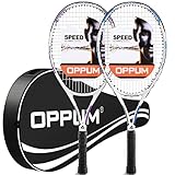 OPPUM Pro Tennisschläger, 68,6 cm, 2 Stück, für Erwachsene, Frauen und Männer, Studenten, professionelles Training, Tennisschläger und Anfängerschläger. (Weiß, Blau und Weiß, Violett)