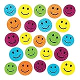 Baker Ross Glitzernde Moosgummi-Aufkleber „Happy Gesichter“ (100 Stück) – lustige Moosgummi-Aufkleber mit Smileys für Collagen und Bastelarbeiten