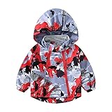 Leichte Jacke für Kleinkinder, Jungen, Mädchen, langärmelig, schneefest, winddicht, Doppelreißverschluss, winddichte Jacke, Kleinkind, Mädchen, 12 Monate, rot, 18-24 Months